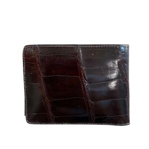 Tex Tan Mens Real Alligator Leather Bifold Wallet Brown Exotic Hideaway Pocket